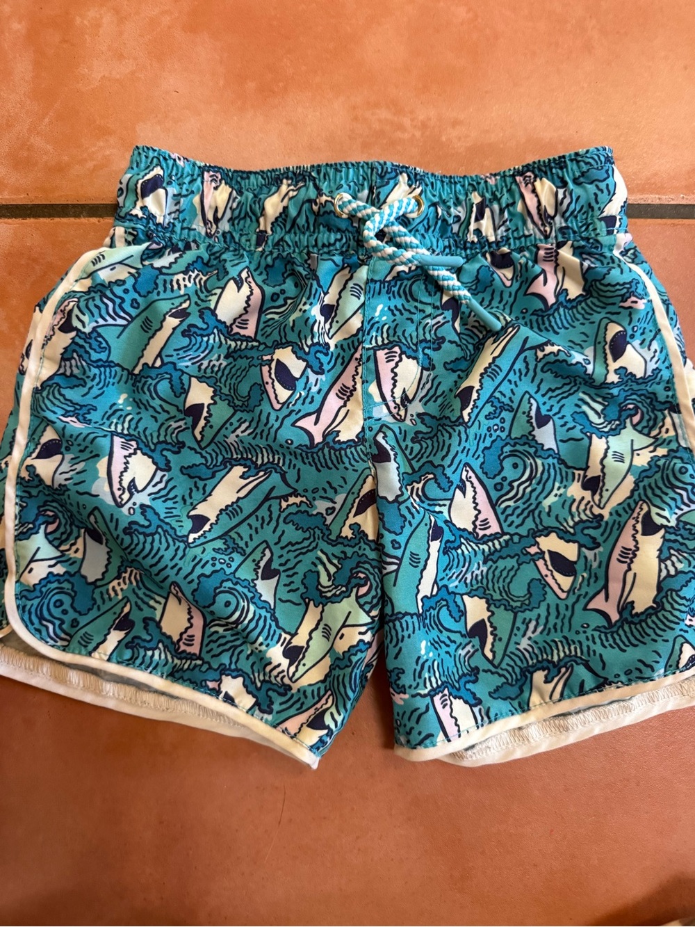 Cat & Jack Girls' Turquoise Shark Print Swim Shorts‎